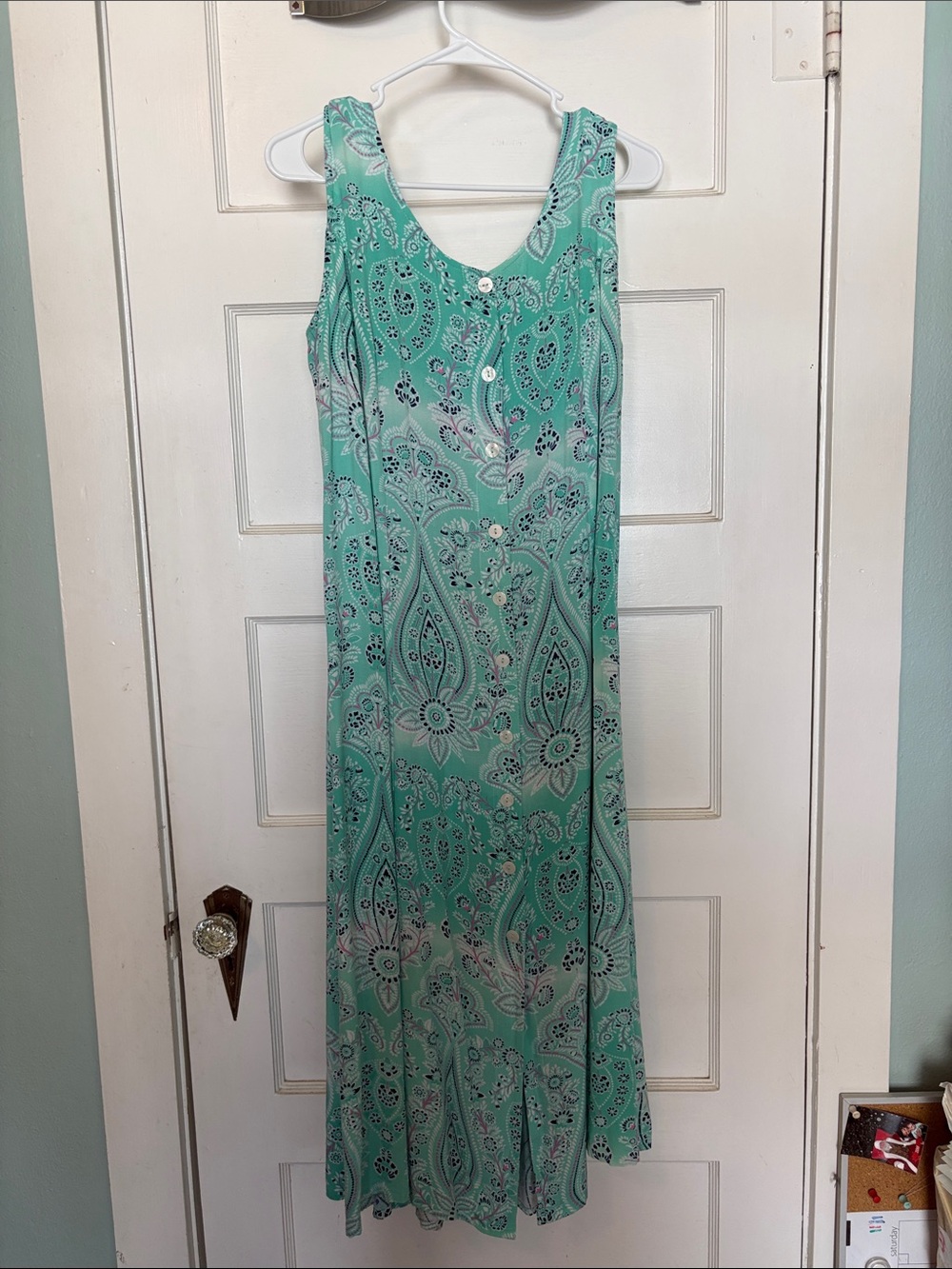 Blair Sleeveless Mint Paisley Maxi Dress Size L